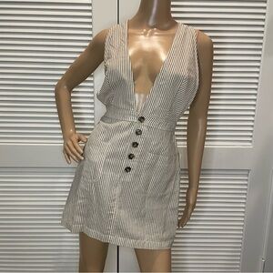 Striped V-Neck Button-Down Dress